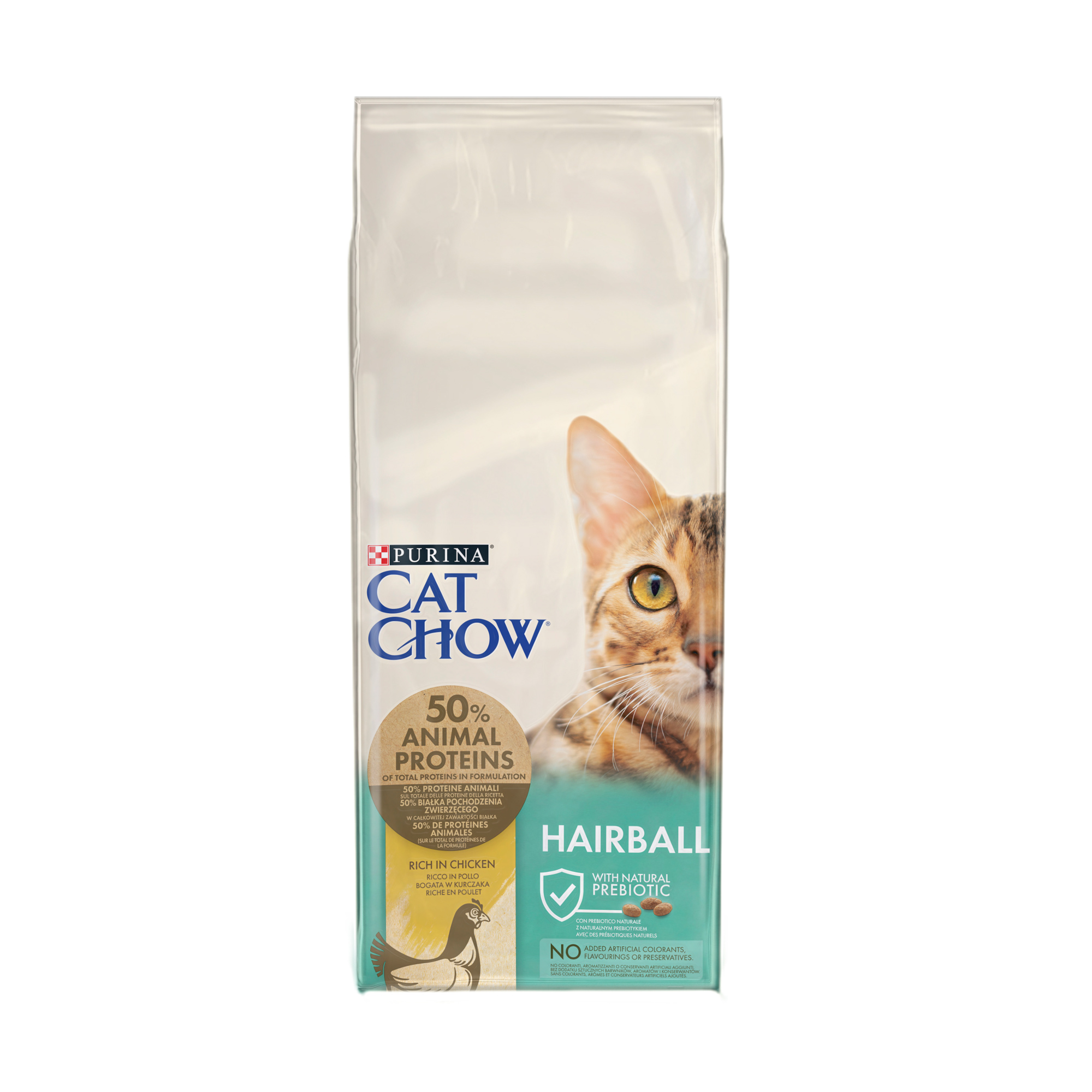 Сухий корм для дорослих котів Cat Chow Hairball для зменшення утворення кульок шерсті у травному тракті, з куркою, 15 кг